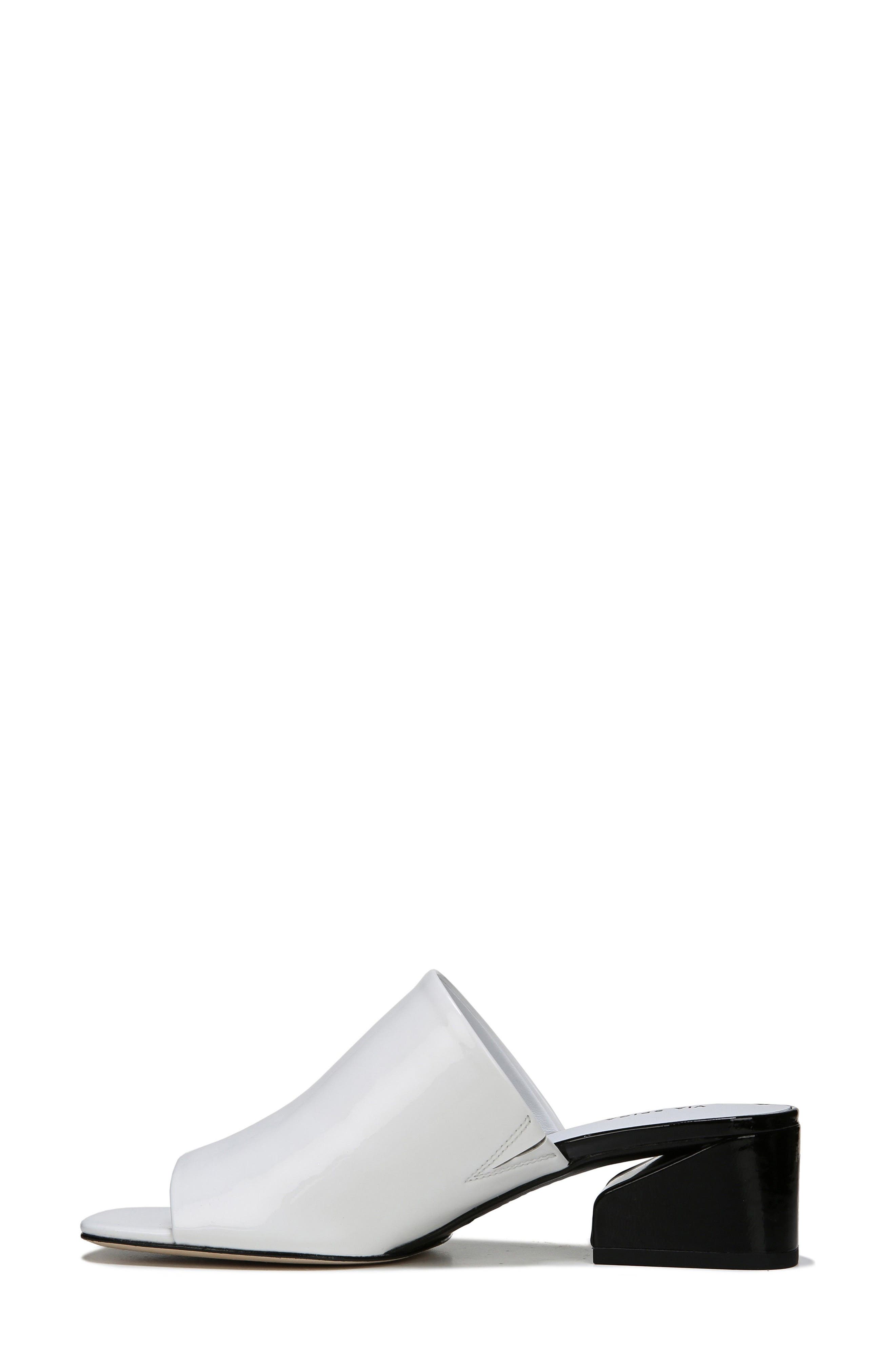 Porter Peep Toe Mule, Alternate, color, PORCELAIN/BLACK PATENT LEATHER