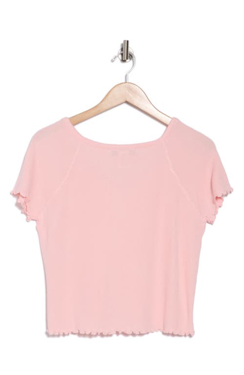 Cotton Emporium Bow Embellished Short Sleeve Crop T-shirt In Baby Pink