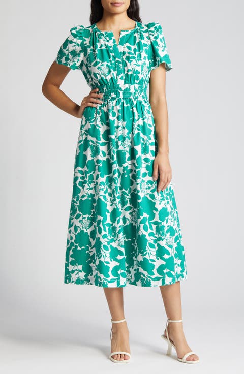 Floral Smocked Midi Dress