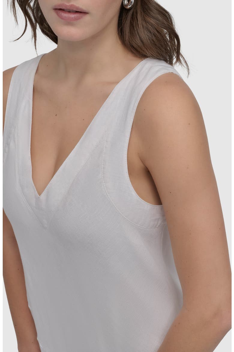 Asymmetric Sleeveless Linen Dress, Alternate, color, WHITE