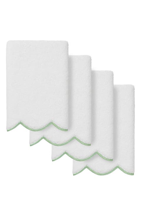 Adornia Scallop Set of 4 Fingertip Towels