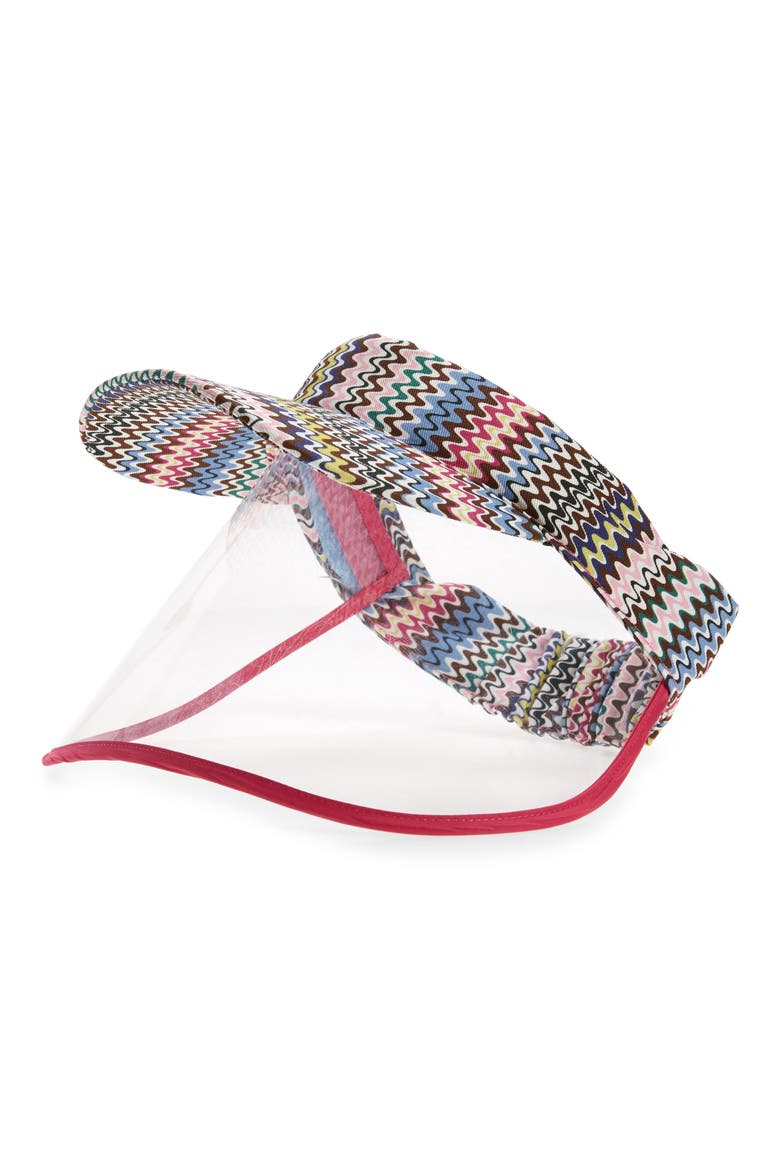 Zigzag Print Visor with Face Shield, Main, color, BLUE MULTI