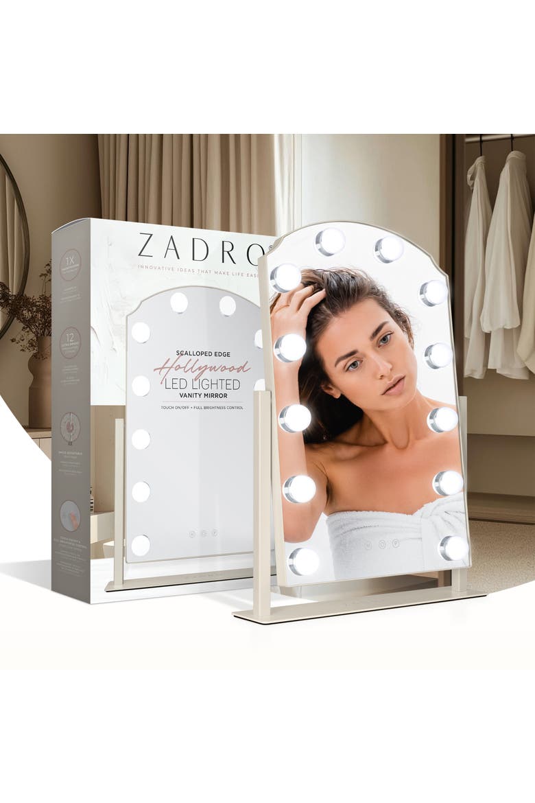 Scalloped Edge Hollywood LED Vanity Mirror, Alternate, color, Neutral