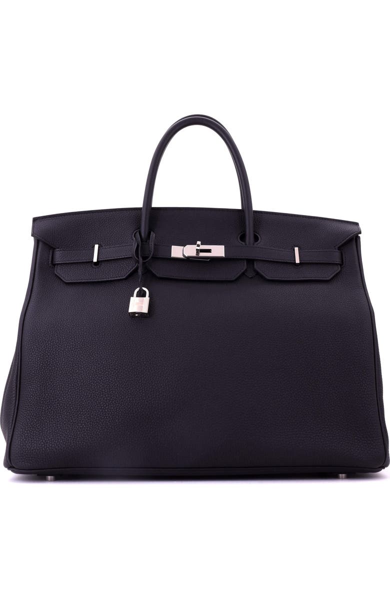 Pre-Owned Hermes Birkin Handbag Black Togo with Palladium Hardware 40, Main, color, Noir