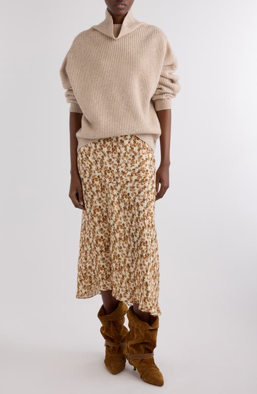 Isabel Marant Lisanne Abstract-print Silk Midi Skirt In Neutral