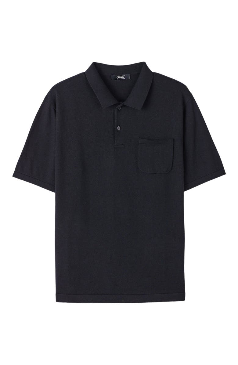 GOBI Mongolian Cashmere Men's Cotton Silk Cashmere Blend Polo Shirt, Alternate, color, Black