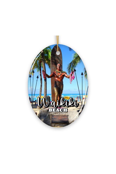 Waikiki Beach Hawaiian Paradise Oval Ornament