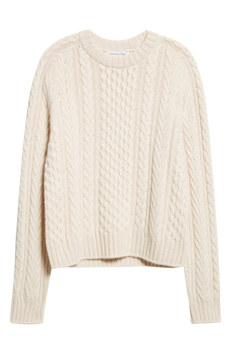 Johnstons of Elgin Aran Cable Knit Cashmere Sweater, Main, color, 