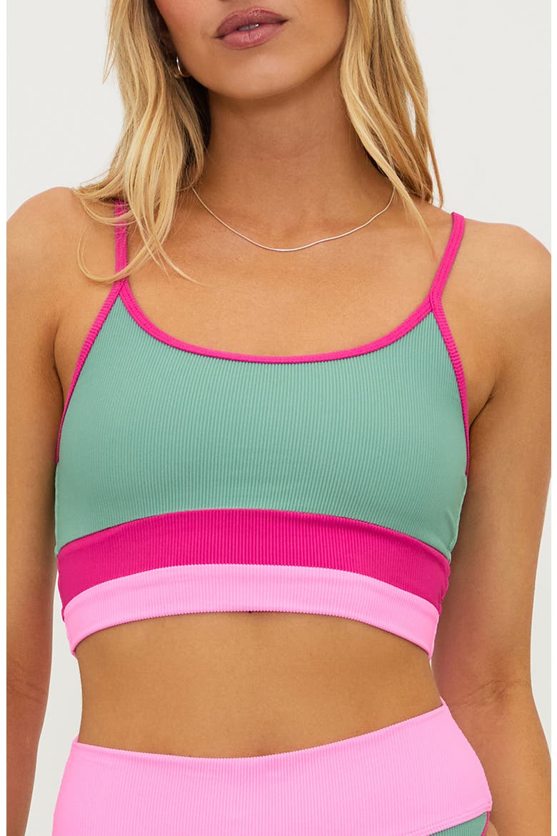 Eva Rib Colorblock Bikini Top, Main, color, SAGE BLOOM COLORBLOCK