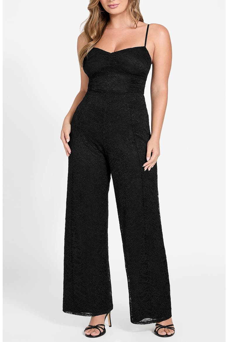 Chloe Lace Wide Leg Jumpsuit, Alternate, color, BLACK-BLACK