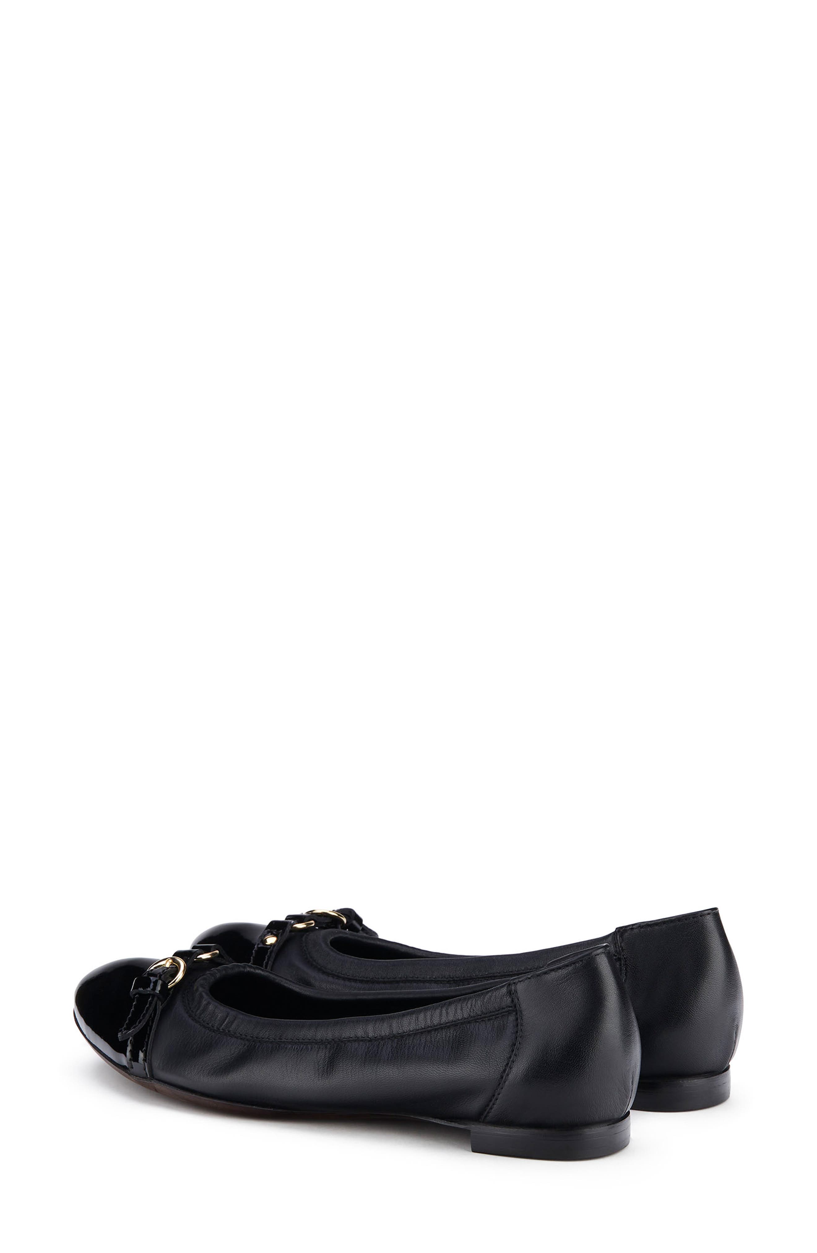Monika Cap Toe Ballet Flat, Alternate, color, BLACK WITH GOLD BUCKLE