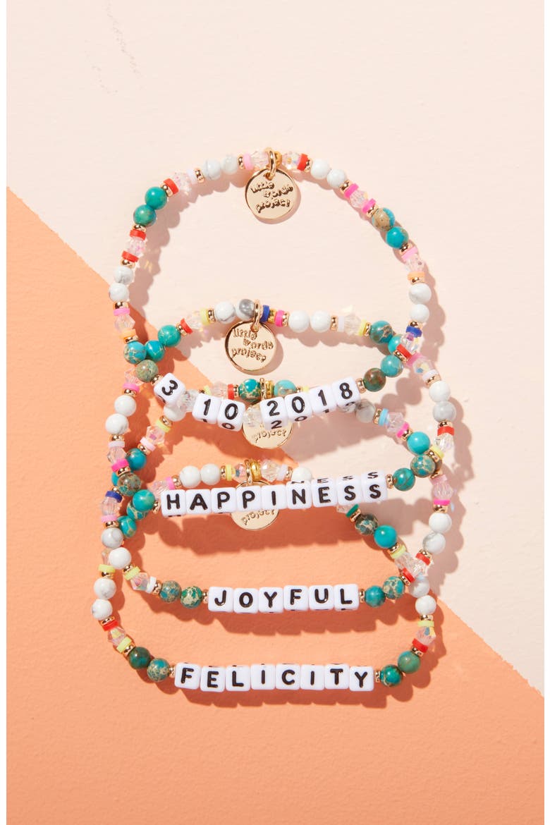 Joyful Custom Beaded Stretch Bracelet, Alternate, color, WHITE MULTI