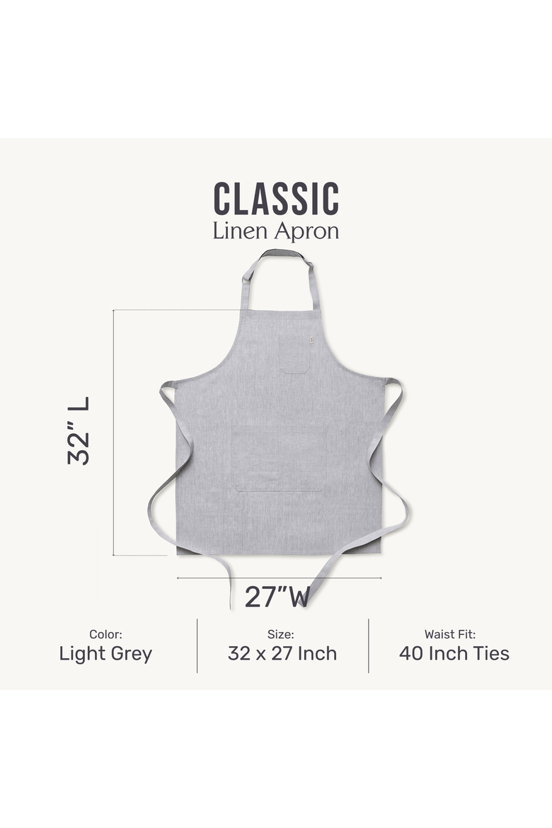 Classic Linen Bib Apron for Men & Women with Front Pockets, Alternate, color, Light Grey