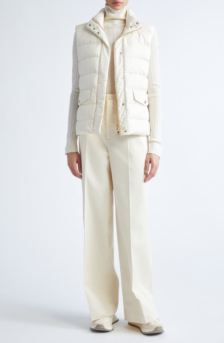 Moncler Besset Down Puffer Vest, Alternate, color, Pale Ivory