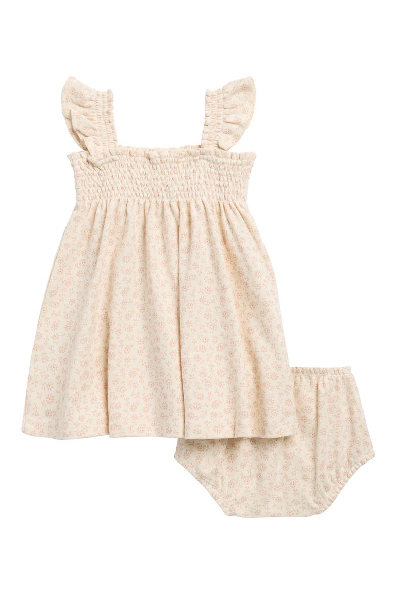 Smocked Organic Cotton Jersey Sundress & Bloomers Set, Alternate, color, IVORY