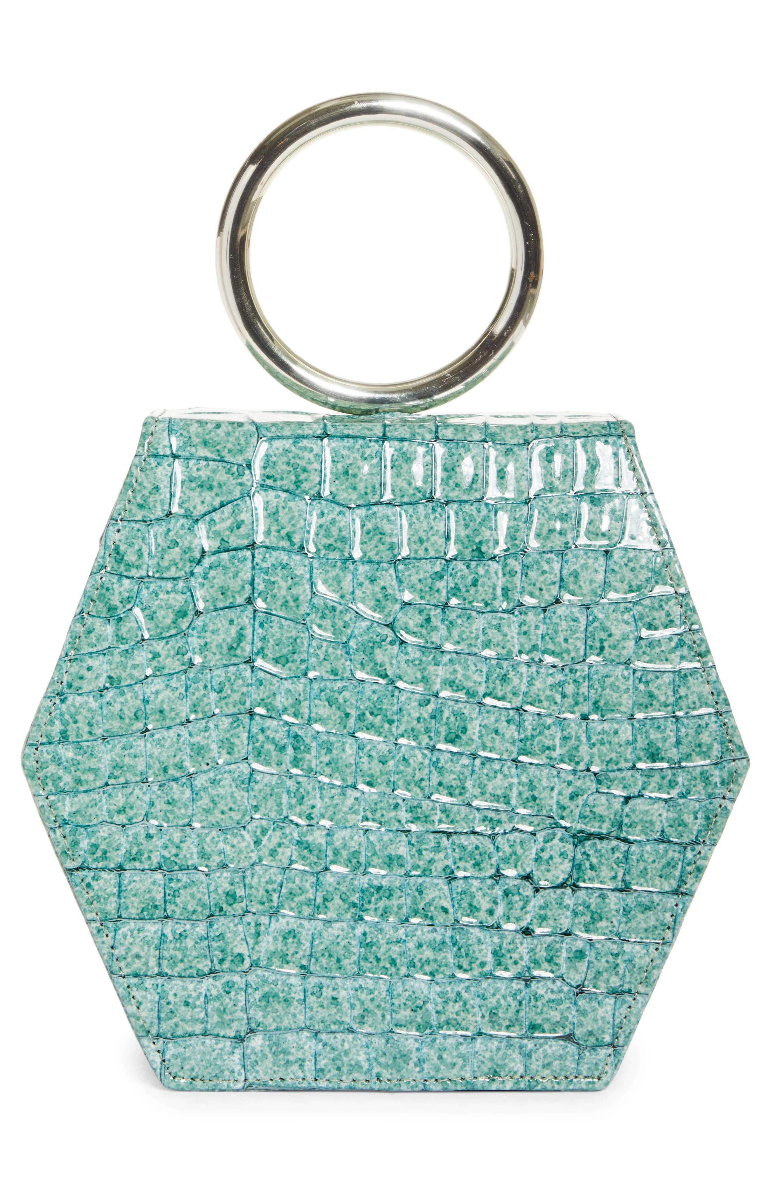 Anima Iris Zuri Croc Embossed Leather Top Handle Bag, Alternate, color, 