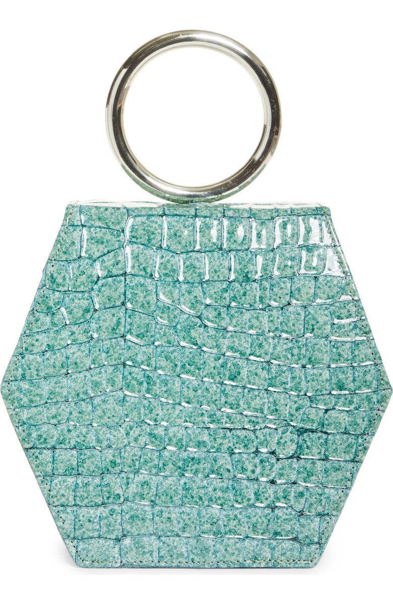 Anima Iris Zuri Croc Embossed Leather Top Handle Bag, Alternate, color,