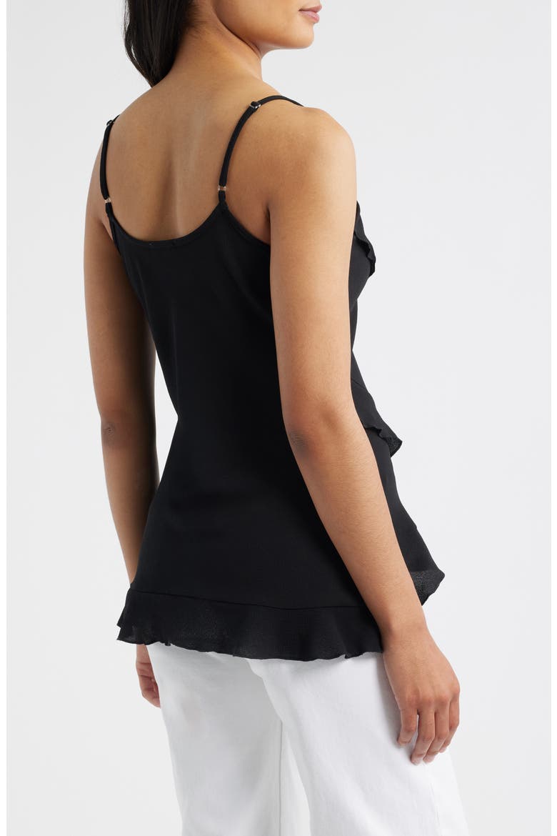 Ruffle Crepe Camisole, Alternate, color, BLACK