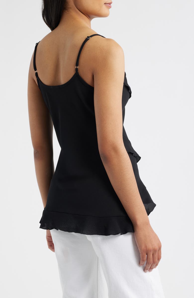 Loveappella Ruffle Crepe Camisole, Alternate, color, Black