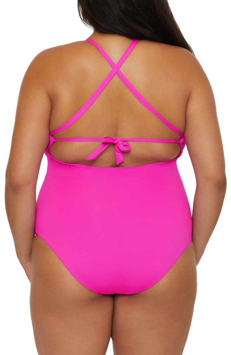 Becca Lace-Up One-Piece Swimsuit, Alternate, color, Vivid Pink