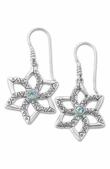 SAMUEL B. Blue Topaz Flower Drop Earrings