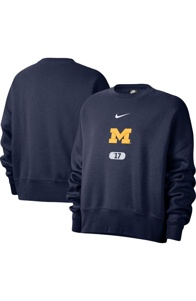 Nike Women's Nike Navy Michigan Wolverines Vault Every Day Fleece Pullover Sweatshirt, Main, color, 