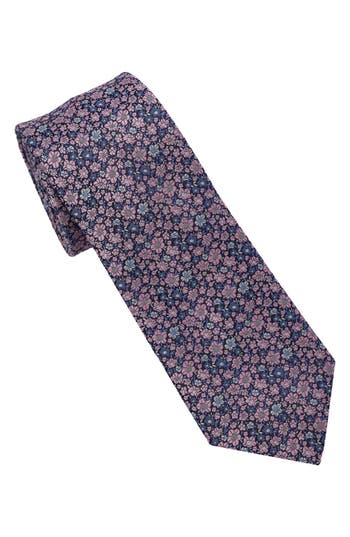 Ben Sherman Micro Floral Slim Tie In Brown