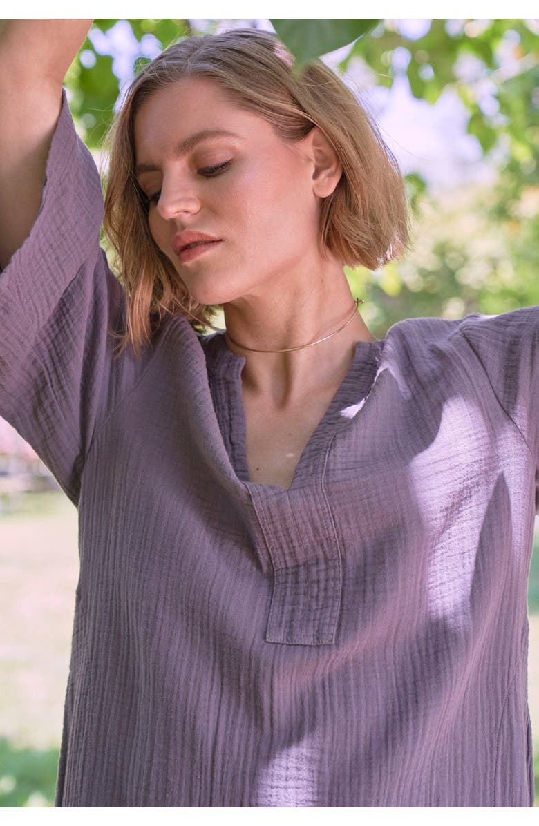 ocean+main Short Gauze Tunic Dress With Pockets, Alternate, color, Desert Amethyst