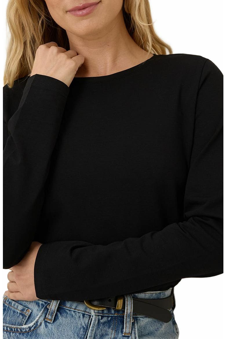 Luxe Stretch Jersey Slim Long Sleeve Tee, Alternate, color, Black