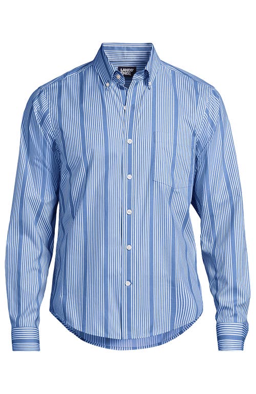 Lands' End Traditional Fit Long Sleeve Travel Kit Shirt In Blue