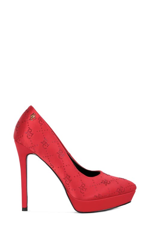 Rag & Co Ballard Red Monogram Satin Stiletto Pumps In Red