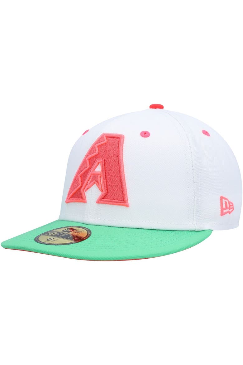 Men's New Era White/Green Arizona Diamondbacks Inaugural Season Watermelon Lolli 59FIFTY Fitted Hat, Alternate, color, White
