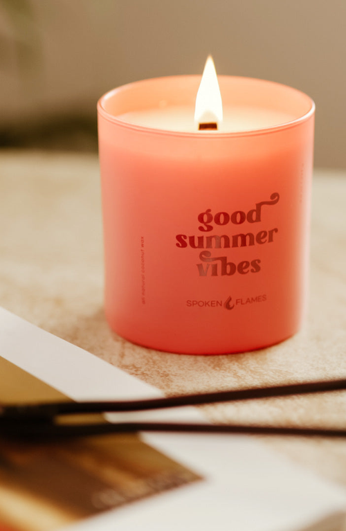 Spoken Flames Good Summer Vibes Candle In Pink