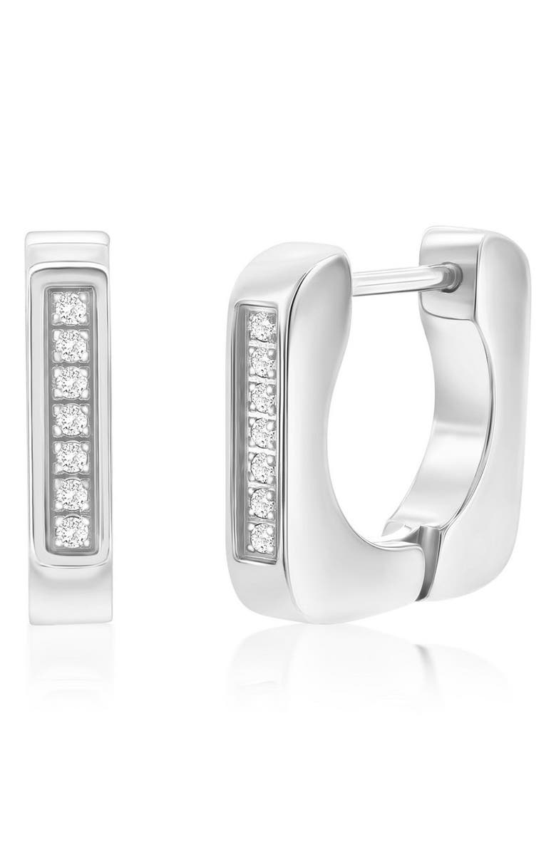 Metallo Men's U-Shaped Cubic Zirconia Huggie Hoop Earrings, Main, color, 