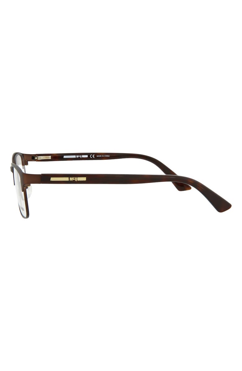 McQueen 49mm Core Rectangle Optical Glasses, Alternate, color, Brown Avana Transparent