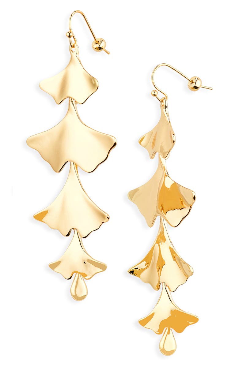 Nordstrom Cascading Ginkgo Leaf Drop Earrings, Main, color, Gold