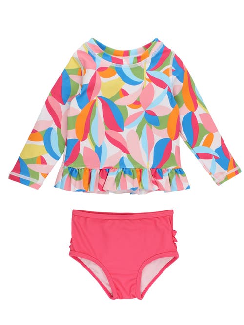 Rufflebutts Girls Upf50+ Long Sleeve Rash Guard Bikini In Multi