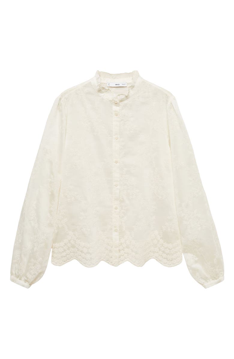 MANGO Embroidered Floral Lyocell Blend Shirt, Alternate, color, 