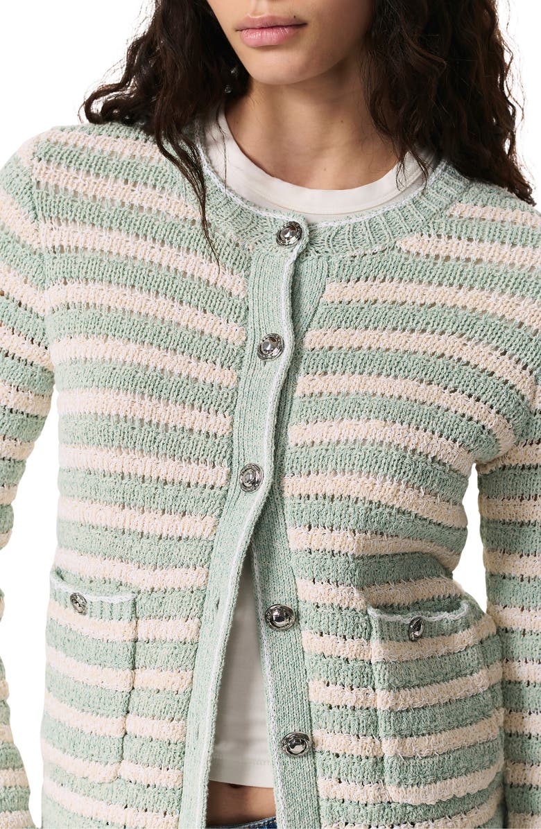 rag & bone Jace Stripe Cardigan, Alternate, color, Greenmult
