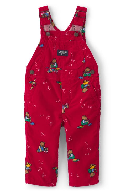 Print Corduroy Overalls
