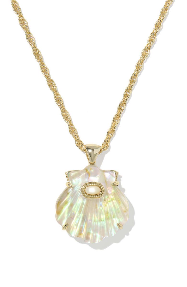Kendra Scott Lucia Short Shell Pendant Necklace, Main, color, Gold Iridescent Abalone
