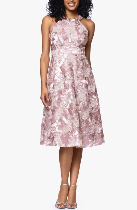 Sequin Soutache Lace Sleeveless Cocktail Dress