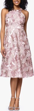 Betsy & Adam Sequin Soutache Lace Sleeveless Cocktail Dress