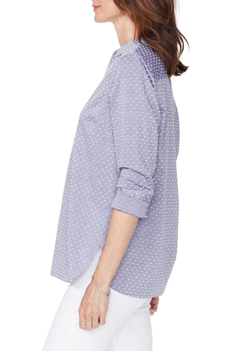 NYDJ Swiss Dot Split Neck Cotton Top, Alternate, color,