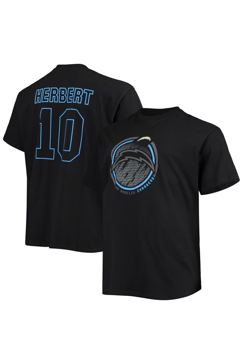 Men's Fanatics Branded Justin Herbert Black Los Angeles Chargers Big & Tall Color Pop Name & Number T-Shirt, Alternate, color, Black