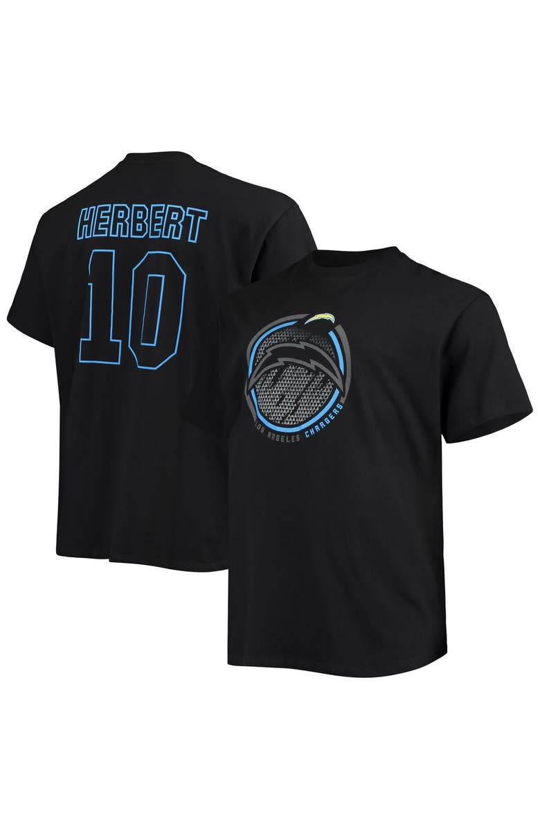 FANATICS Men's Fanatics Branded Justin Herbert Black Los Angeles Chargers Big & Tall Color Pop Name & Number T-Shirt, Alternate, color, Black