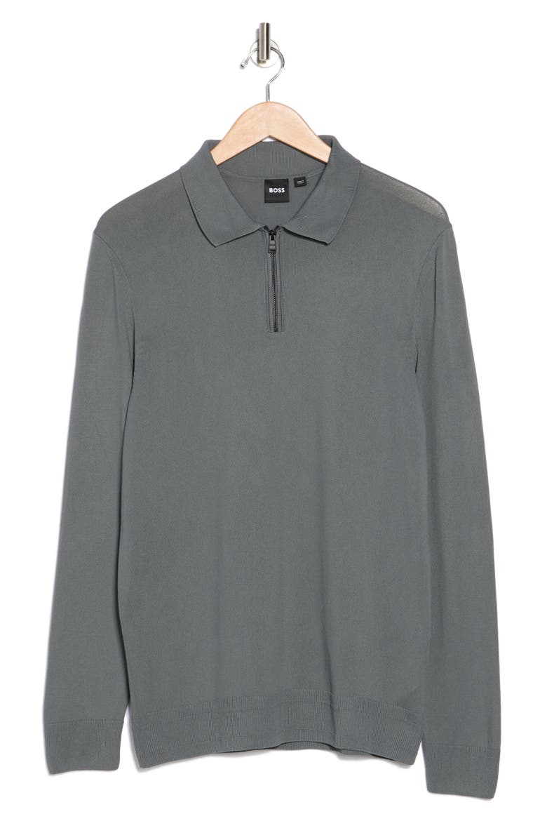 Luno Long Sleeve Zip Polo, Alternate, color, DARK GREY