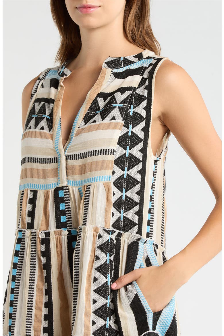 Babydoll Cover-Up Minidress, Alternate, color, NEUTRAL AZTEC