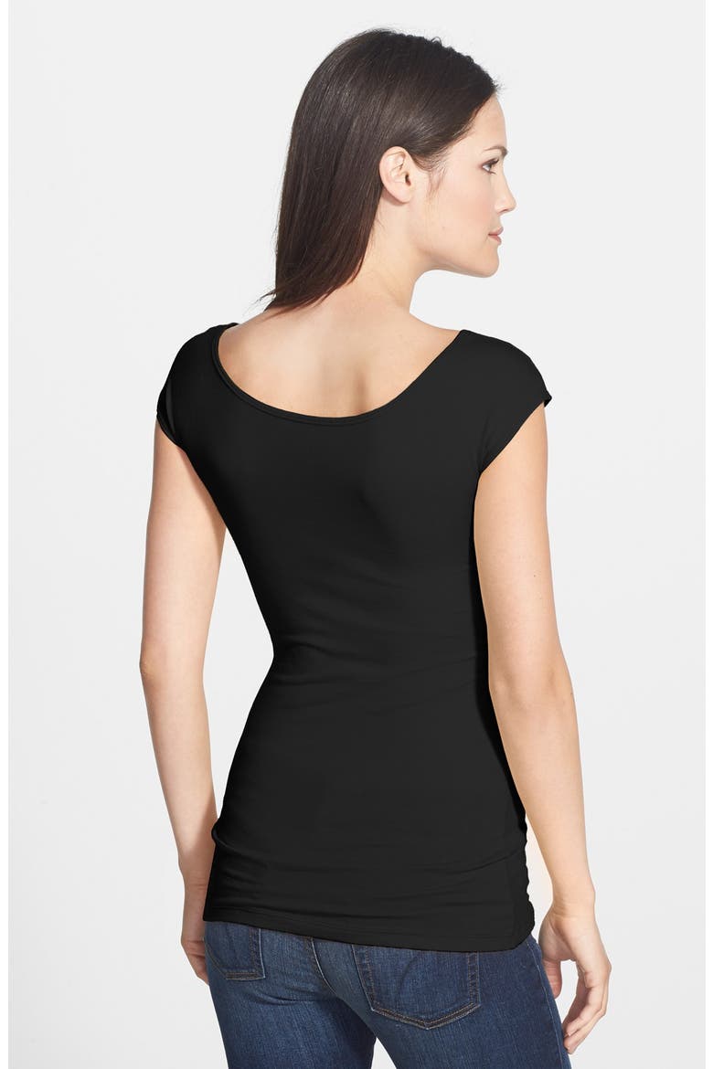 Cap Sleeve Tee, Alternate, color, BLACK