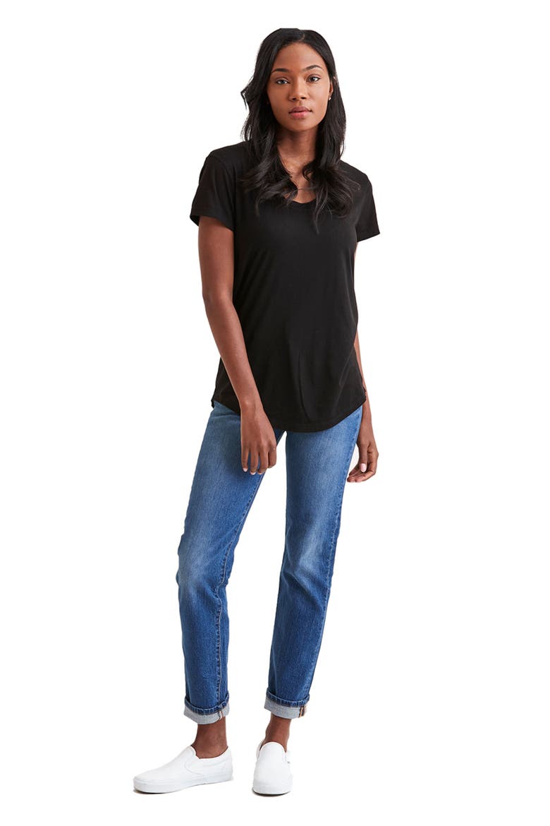 Scoop Neck T-Shirt, Alternate, color, BLACK